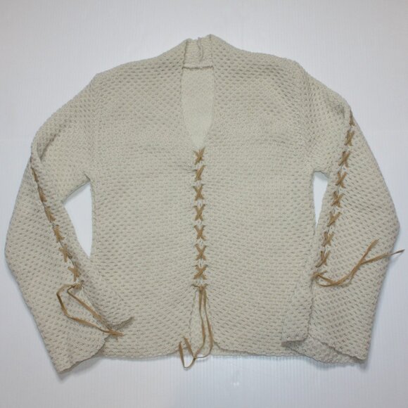 Unbranded Women's Cream Color Knit Sweater with Lace-up Details size Small NWOT - Picture 1 of 5